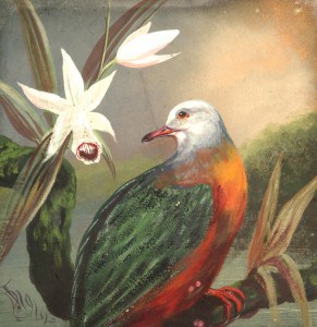 Denham Jordan, Exotic Bird on Branch and Flowers