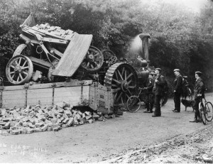 A traction engine accident on Coast Hill, Westcott 1905