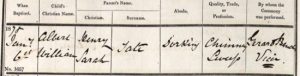 Albert William Tate Baptism Certificate © ancestry.co.uk