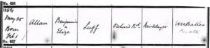 Allan Luff Baptism Registration © ancestry.co.uk