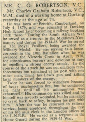 Charles Robertson Obituary © Surrey Advertiser