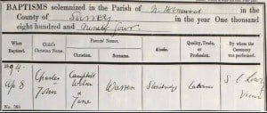 Charles Warren Baptism Registration © ancestry.co.uk