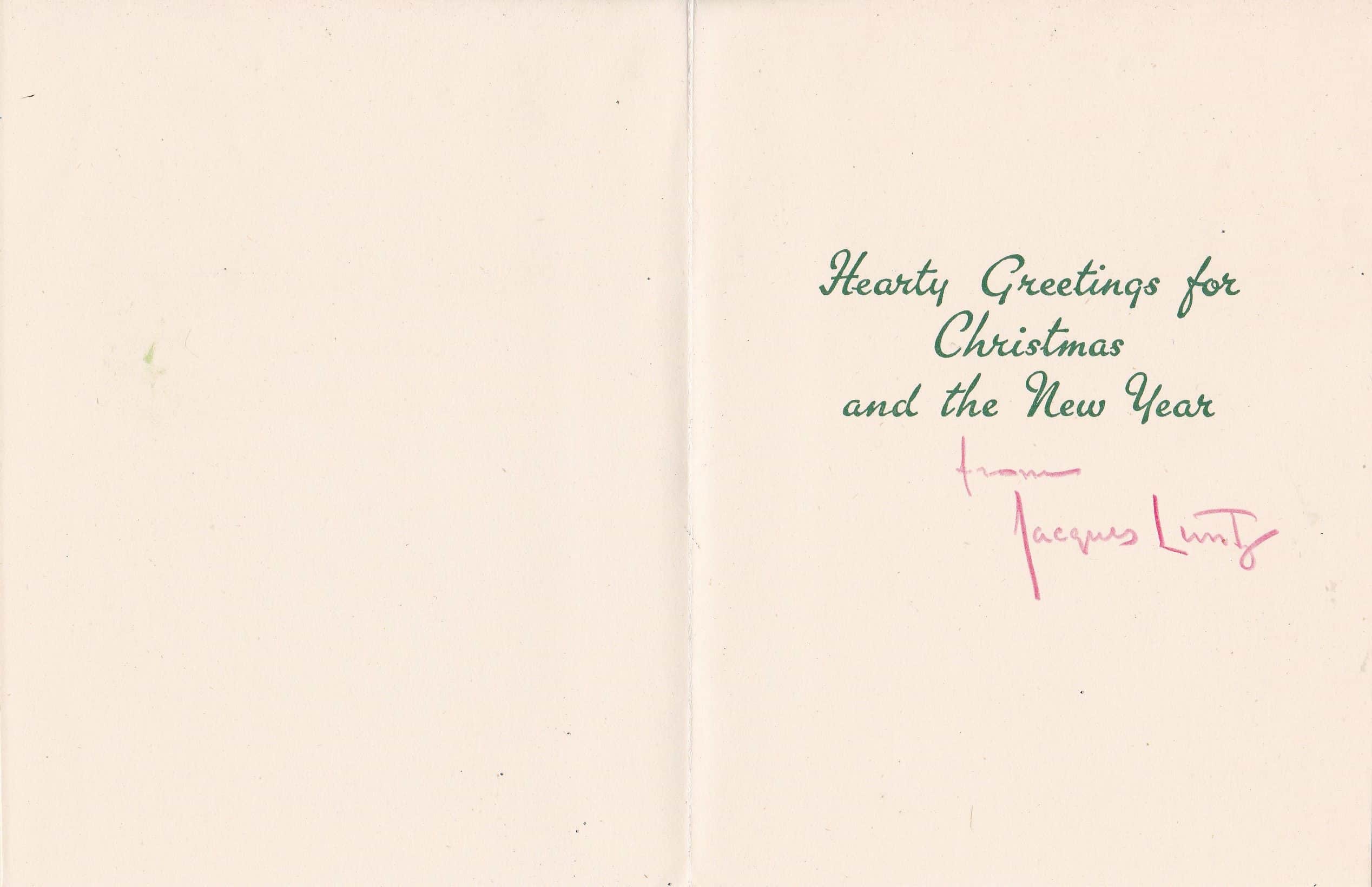 Christmas Card from Mr Luntz 1. Photograph courtesy of Neville ...