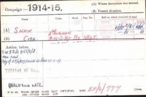 Cyril Shaw Medal Roll Index Card © ancestry.co.uk