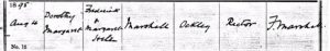Dorothy Margaret Marshall Baptism Certificate © ancestry.co.uk