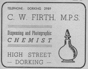 Firth Chemist Advert 1950