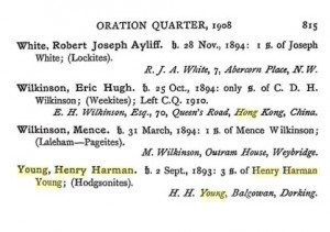 Henry Harman Young Charterhouse Register © Ancestry.co.uk