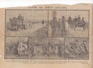 William Burgess Newspaper cutting RE training laying telegraph lines WW1 © Jane Stevens